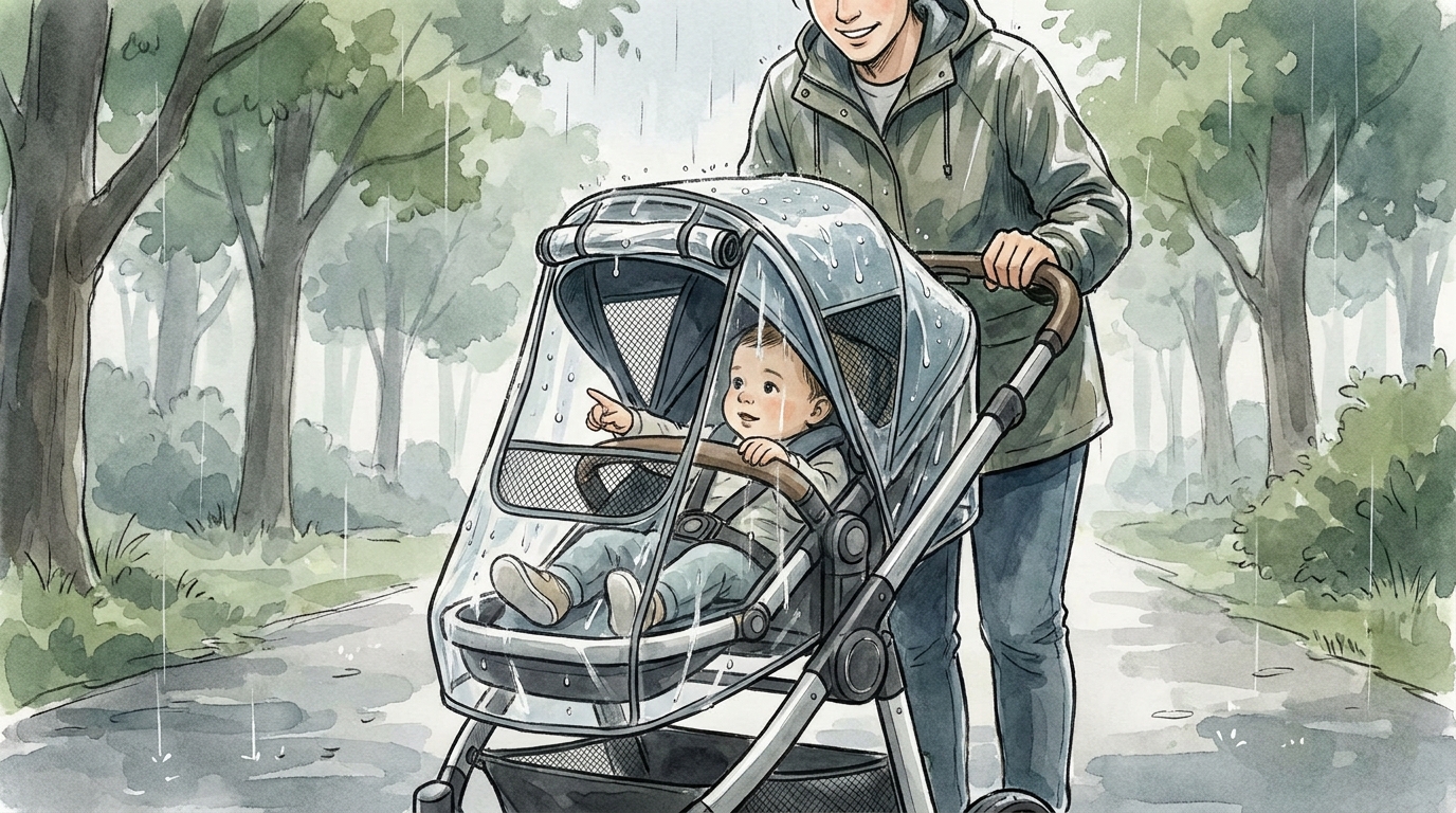 ベビーカー 雨カバーは「専用寄り」で通気性重視が安心です
